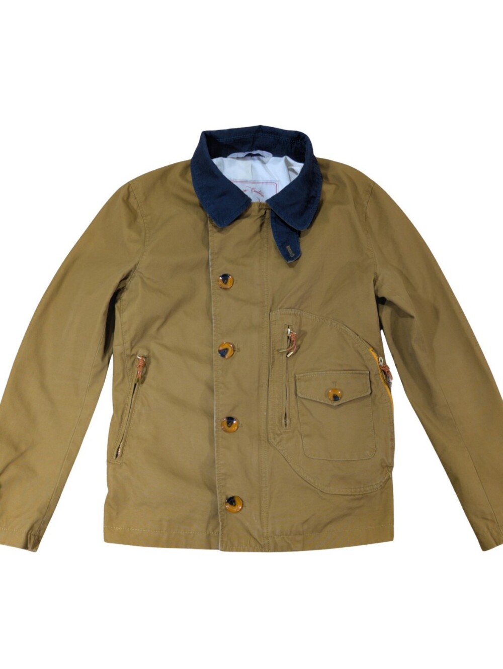 Zara Man Denim Couture Field Jacket Medium Tan Cotton Utility Barn Chore Coat